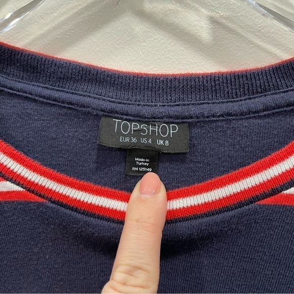 Topshop Stripe Long Sleeve Top Size 4 - Picture 3 of 7